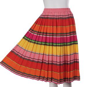 NWT DIANE VON FURSTENBERG Vintage Skirt S Colorful Striped Silk Pleated Pull On